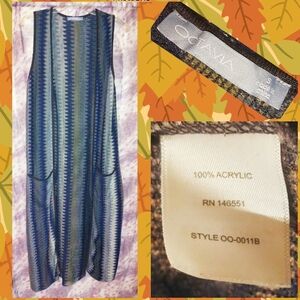 Octavia Multicolor Zig Zag Stripes Long Soft Sweater Crochet Knit Duster Sz Sml